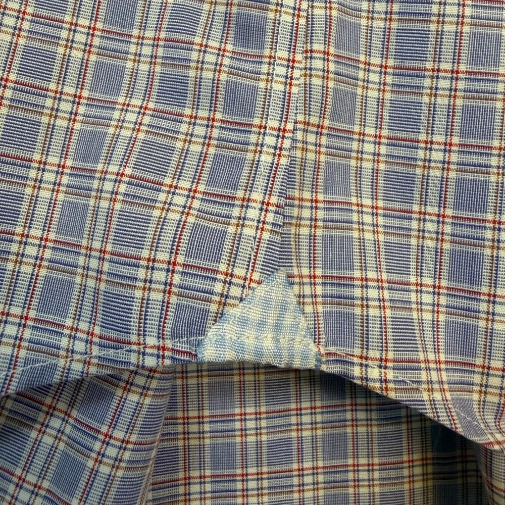 Banana Republic Grant Fit Mens Medium Blue Red Non-Iron Cotton Stretch Shirt